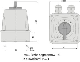 Łącznik krzywkowy Łuk 63-43 Zmiana kierunku obrotów L-0-P IP-65