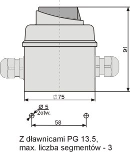 Łącznik krzywkowy Łuk E12-43 Zmiana kierunku obrotów L-0-P IP-65