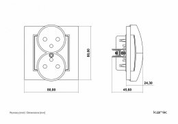 Mechanizm gniazda podwójnego do ramki bez uziemienia 2x2P (przesłony torów prądowych)