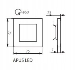 KANLUX OPRAWA LED SCHODOWA 12V APUS 60mm NW 0,8W