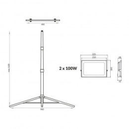 Statyw z naświetlaczami LED 2x 100W i przewodem 3m