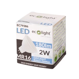 ŻARÓWKA LED MR16 2W 12V AC/DC 6500K 180lm ŻARÓWKA LED MR16 2W 12V AC/DC 6500K 180lm