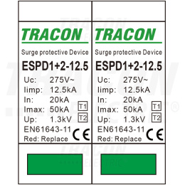 Ogranicznik przepięć T1+T2, AC, wymienne wkładki 2P