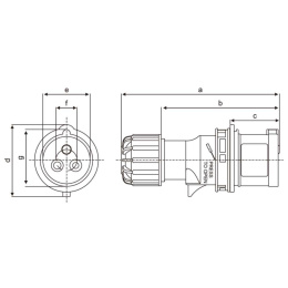 Wtyczka siłowa 32A 400V 3P+N+E IP44 z dławikiem