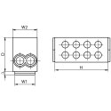 Złączka kompaktowa na szynę, niebieska 2x16mm2 400VAC, 76A