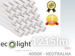 25x ŚWIETLÓWKA LED T8 60cm 9W ZIMNA 1215lm