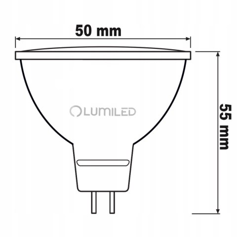Żarówka LED 12V DC/AC MR16 6W = 60W 580lm 3000K Ciepła 120° LUMILED Żarówka LED 12V DC/AC MR16 6W = 60W 580lm 3000K Ciepła 120° LUMILED