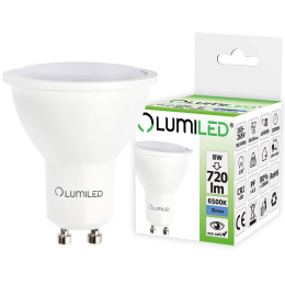 Żarówka LED GU10 8W = 70W 720lm 6500K Zimna 120° LUMILED