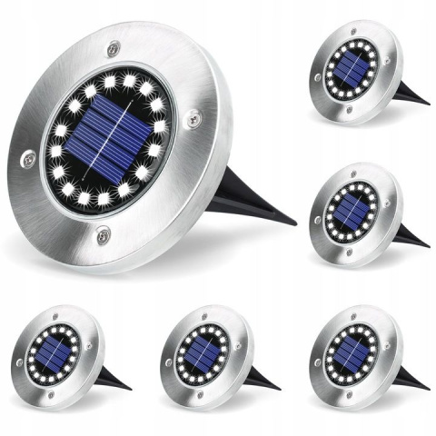 Zestaw 6x Lampki Solarne Ogrodowe LED HELIS Wbijane Dyski Dogruntowe 4000K IP44 LUMILED