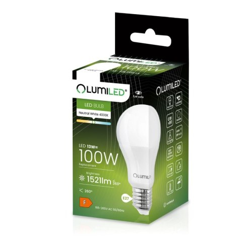 Żarówka LED E27 A60 13W = 100W 1521lm 4000K Neutralna 260° Żarówka LED E27 A60 13W = 100W 1521lm 4000K Neutralna 260°
