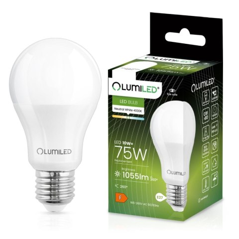 Żarówka LED E27 A60 10W = 75W 1055lm 4000K Neutralna 260° LUMILED