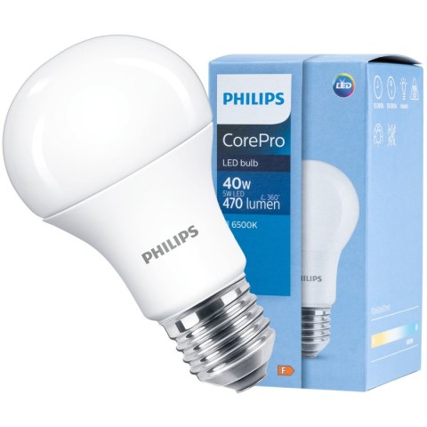 Żarówka LED E27 A60 4,9W = 40W 470lm 6500K Zimna 200° PHILIPS