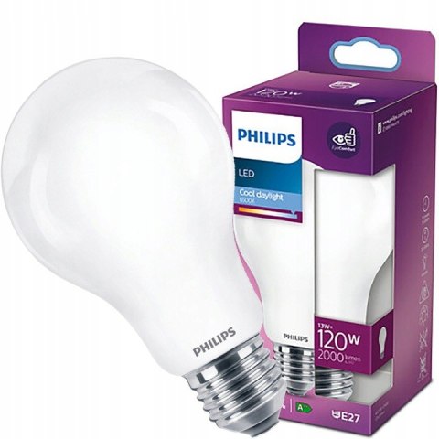 Żarówka LED E27 A67 13W = 120W 2000lm 6500K Zimna PHILIPS Szkło mleczne