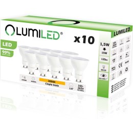 10x Żarówka LED GU10 1,5W = 15W 135lm 3000K Ciepła 120° LUMILED