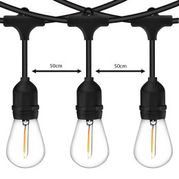 Girlanda Ogrodowa Zewnętrzna MALUS Łańcuch Świetlny 15m 30x E27 Lumiled