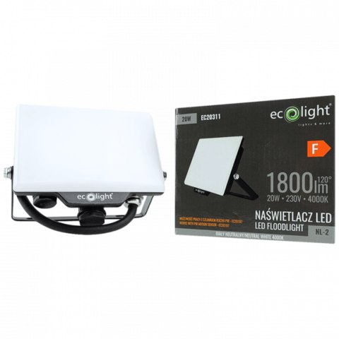 Naświetlacz Halogen LED LAMPA Robocza 20W 1800lm 4000K 2W1 IP65 Reflektor