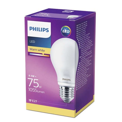 Żarówka LED E27 A60 8,5W = 75W 1055lm 2700K Ciepła 300° PHILIPS Żarówka LED E27 A60 8,5W = 75W 1055lm 2700K Ciepła 300° PHILIPS