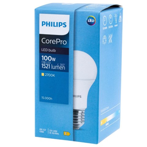 Żarówka LED E27 Philips CorePro 13W = 100W 2700K Ciepła Żarówka LED E27 Philips CorePro 13W = 100W 2700K Ciepła