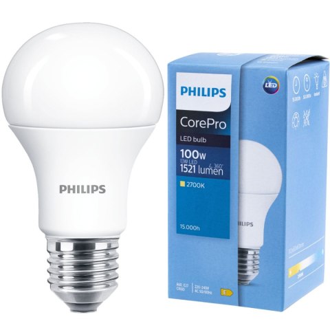 Żarówka LED E27 Philips CorePro 13W = 100W 2700K Ciepła Żarówka LED E27 Philips CorePro 13W = 100W 2700K Ciepła
