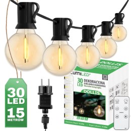 Girlanda Ogrodowa 230V Ozdobne Kuleczki Łańcuch 15,2m 30x LED 3000K Pilot