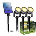 Lampa Solarna Ogrodowa LED 3000K IP65 Wbijana Czarna Regulacja 3x Reflektor