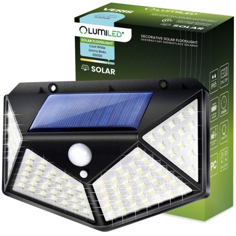 Naświetlacz Solarny LED Halogen Lampa 6500K IP65 Czujnik Ruchu i Zmierzchu