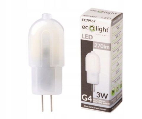 Żarówka LED G4 KAPSUŁKA MINI 3W = 25W 270lm 12V AC/DC 4000K Neutralna 270lm