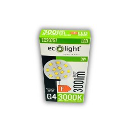 Żarówka LED G4 TALERZYK 3W 12V SMD 3000K Barwa CIEPŁA 300lm TALERZYK