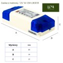 Zasilacz LED Meblowy 12W DC 12V 1A IP20 Do taśmy LED