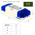 Zasilacz LED Meblowy 12W DC 24V IP20 Do taśmy LED