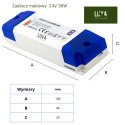 Zasilacz LED Meblowy 36W DC 24V IP20 Do taśmy LED