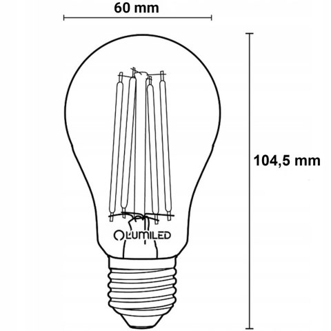 Żarówka LED E27 A60 4W = 40W 470lm 3000K Ciepła 360° Filament Żarówka LED E27 A60 4W = 40W 470lm 3000K Ciepła 360° Filament