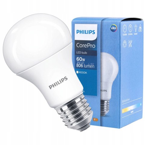 Żarówka LED E27 A60 8W = 60W 806lm 4000K Neutralna PHILIPS Żarówka LED E27 A60 8W = 60W 806lm 4000K Neutralna PHILIPS