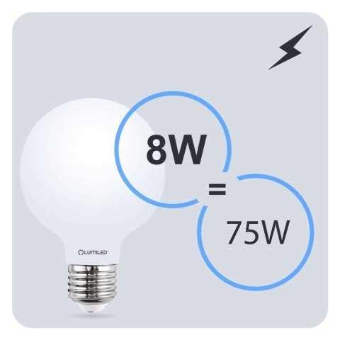 Żarówka LED E27 G95 8W = 75W 3000K Ciepła Globe Mleczny Filament Żarówka LED E27 G95 8W = 75W 3000K Ciepła Globe Mleczny Filament