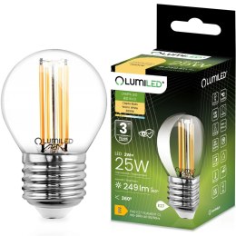 Żarówka LED E27 P40 Filament 2W = 25W 249lm 3000K Ciepła 360° Kulka