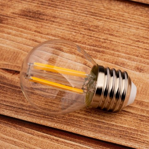 Żarówka LED E27 P40 Filament 2W = 25W 249lm 3000K Ciepła 360° Kulka Żarówka LED E27 P40 Filament 2W = 25W 249lm 3000K Ciepła 360° Kulka