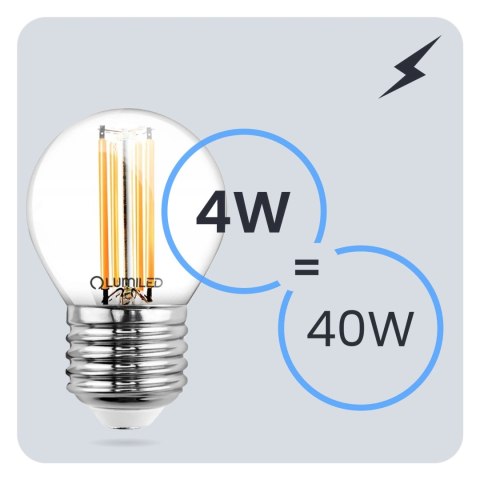 Żarówka LED E27 P40 Filament 4W = 40W 470lm 4000K Neutralna 360° Kulka Żarówka LED E27 P40 Filament 4W = 40W 470lm 4000K Neutralna 360° Kulka