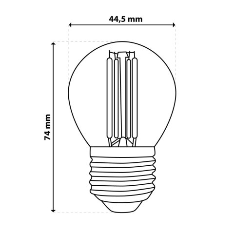 Żarówka LED E27 P40 Filament 4W = 40W 470lm 4000K Neutralna 360° Kulka Żarówka LED E27 P40 Filament 4W = 40W 470lm 4000K Neutralna 360° Kulka