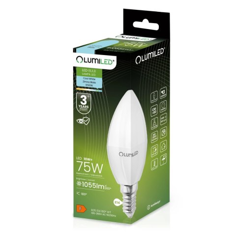 Żarówka LED Świeczka B35 E14 10W = 75W 1055lm 6500K Zimna 180° Żarówka LED Świeczka B35 E14 10W = 75W 1055lm 6500K Zimna 180°