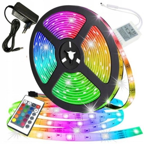 Taśma LED Pasek 12V 300LED SMD 5050 RGB 5m Zasilacz + Pilot Multikolorowa Taśma LED Pasek 12V 300LED SMD 5050 RGB 5m Zasilacz + Pilot Multikolorowa