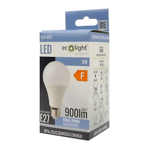 Żarówka LED E27 9W 6500K Barwa Zimna 900lm A60 Żarówka LED E27 9W 6500K Barwa Zimna 900lm A60