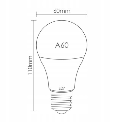 Żarówka LED E27 9W 6500K Barwa Zimna 900lm A60 Żarówka LED E27 9W 6500K Barwa Zimna 900lm A60