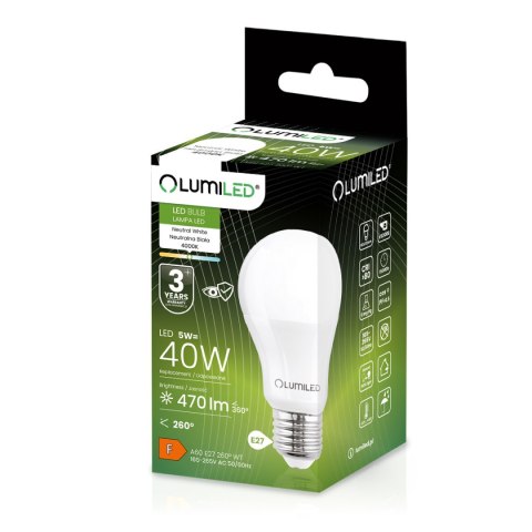 Żarówka LED E27 A60 5W = 40W 470lm 4000K Neutralna 260° LUMILED Żarówka LED E27 A60 5W = 40W 470lm 4000K Neutralna 260° LUMILED