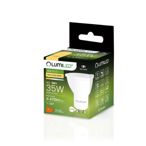 Żarówka LED GU10 5W = 35W 470lm 3000K Ciepła 120° LUMILED Żarówka LED GU10 5W = 35W 470lm 3000K Ciepła 120° LUMILED