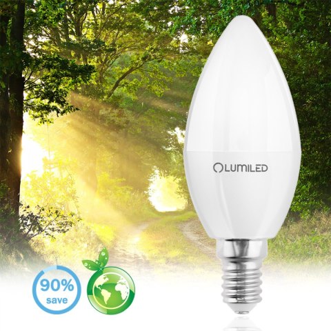 Żarówka świeczka LED E14 B35 5W = 40W 470lm 3000K Ciepła 180° LUMILED Żarówka świeczka LED E14 B35 5W = 40W 470lm 3000K Ciepła 180° LUMILED