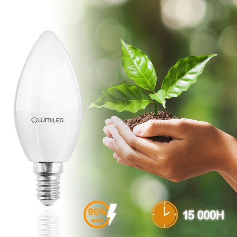 Żarówka świeczka LED E14 B35 5W = 40W 470lm 3000K Ciepła 180° LUMILED Żarówka świeczka LED E14 B35 5W = 40W 470lm 3000K Ciepła 180° LUMILED