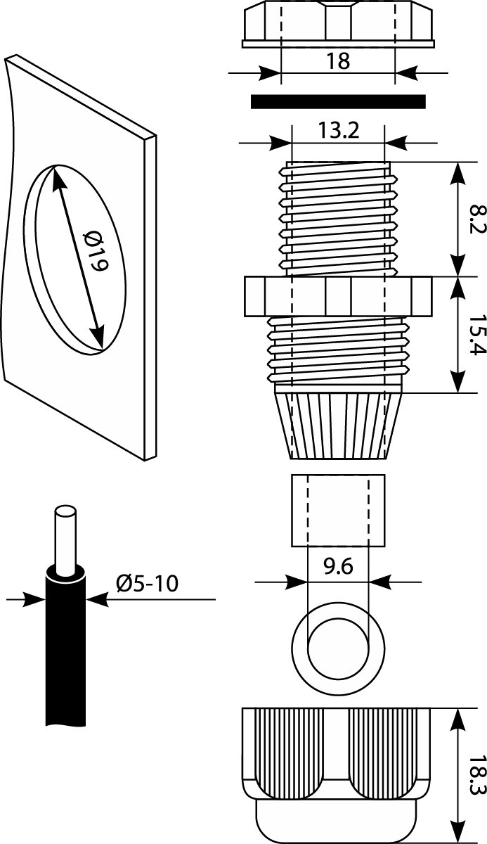 Dławnica PG-11, Ø5-10mm, IP68,elektro-plast