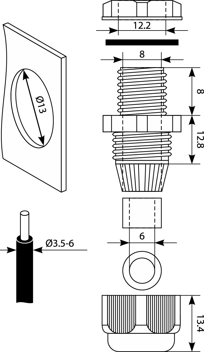 Dławnica PG-7, Ø3.5-6mm, IP68,elektro-plast